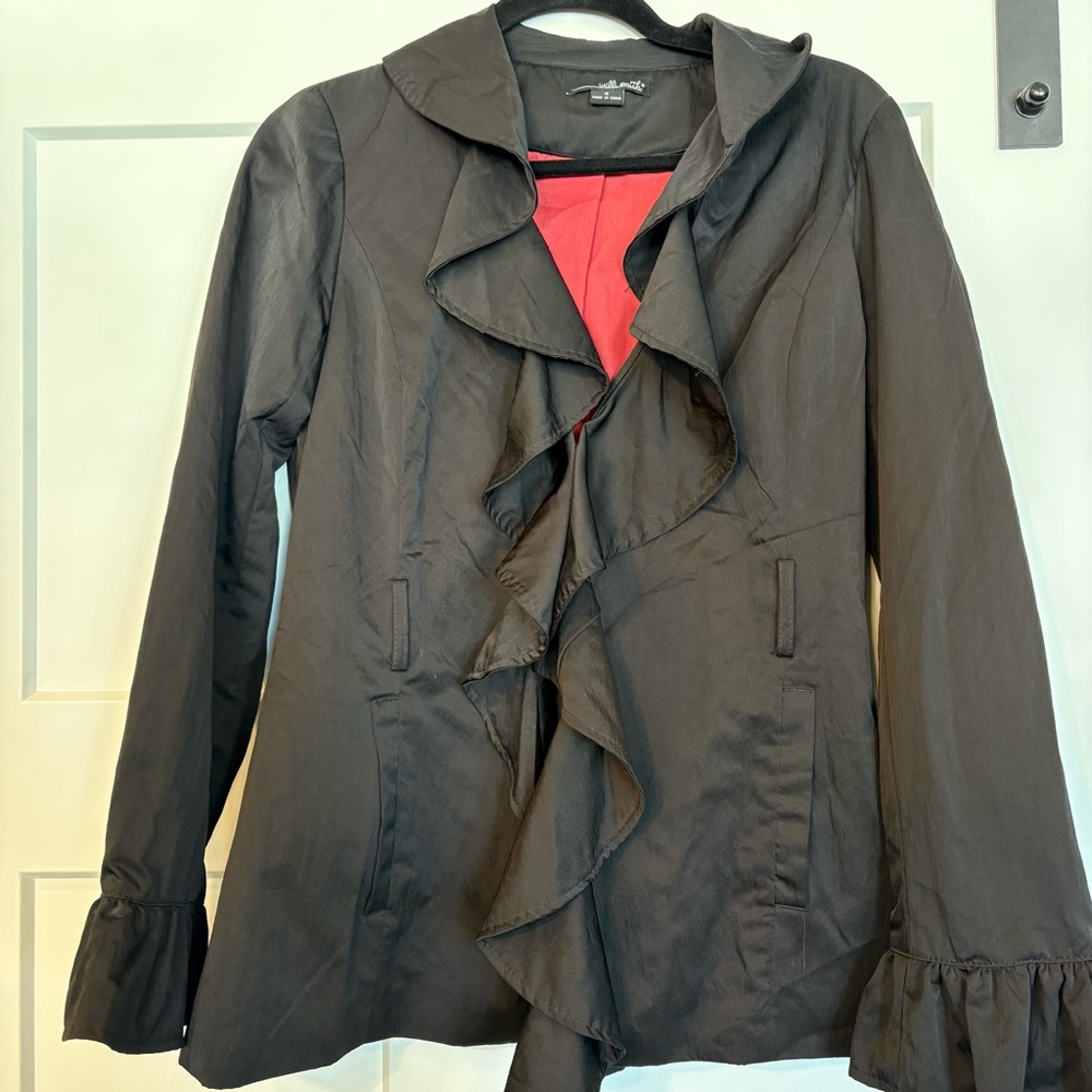 Willi Smith Black Ruffled Blazer Small